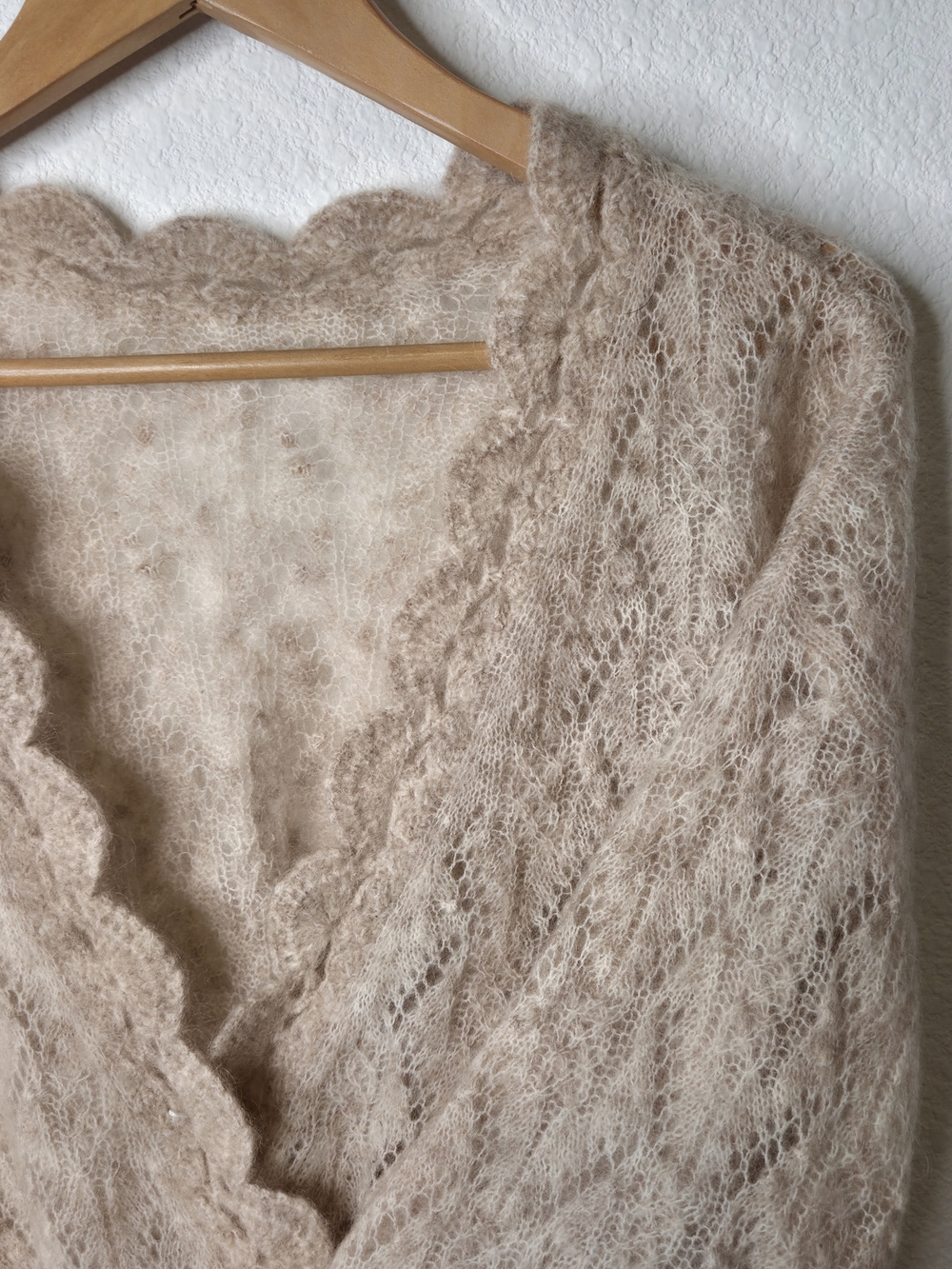La Maille Sezane Nathalia Soft Mohair Cardigan Sweater Womens Size Large Ecru